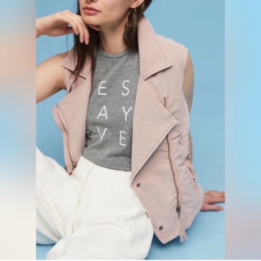 Marrakech Blush Pink Moto Asymmetrical Zip Vest Size S